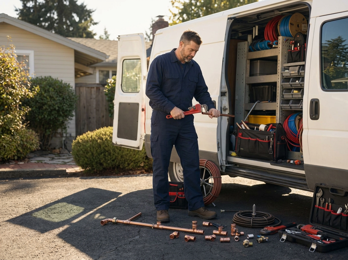 Plumbing professional at work