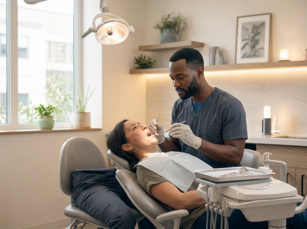 Dental professional at work